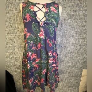 Roxy Floral Dress - Blue and Pink